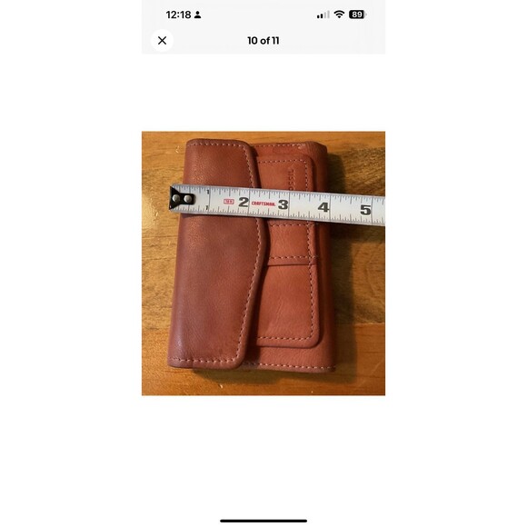 Fossil Genuine Leather Brown Trifold ID Envelope Wallet Snap Closure Vintage - Picture 10 of 11